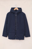 LC856045-5-S, LC856045-5-M, LC856045-5-L, LC856045-5-XL, LC856045-5-2XL, Blue Winter Coats for Women Outdoor Zipper Hooded Coat Outwear with Pockets