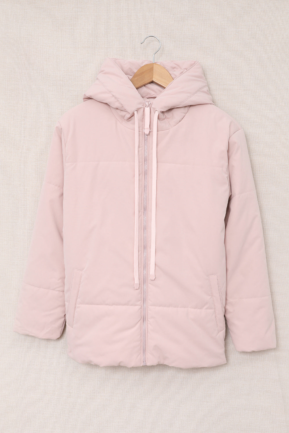LC856045-10-S, LC856045-10-M, LC856045-10-L, LC856045-10-XL, LC856045-10-2XL, Pink Winter Coats for Women Outdoor Zipper Hooded Coat Outwear with Pockets