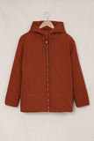 LC856045-14-S, LC856045-14-M, LC856045-14-L, LC856045-14-XL, LC856045-14-2XL, Orange Winter Coats for Women Outdoor Zipper Hooded Coat Outwear with Pockets