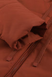 LC856045-14-S, LC856045-14-M, LC856045-14-L, LC856045-14-XL, LC856045-14-2XL, Orange Winter Coats for Women Outdoor Zipper Hooded Coat Outwear with Pockets