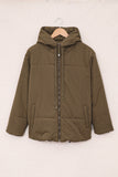 LC856045-17-S, LC856045-17-M, LC856045-17-L, LC856045-17-XL, LC856045-17-2XL, Brown Winter Coats for Women Outdoor Zipper Hooded Coat Outwear with Pockets