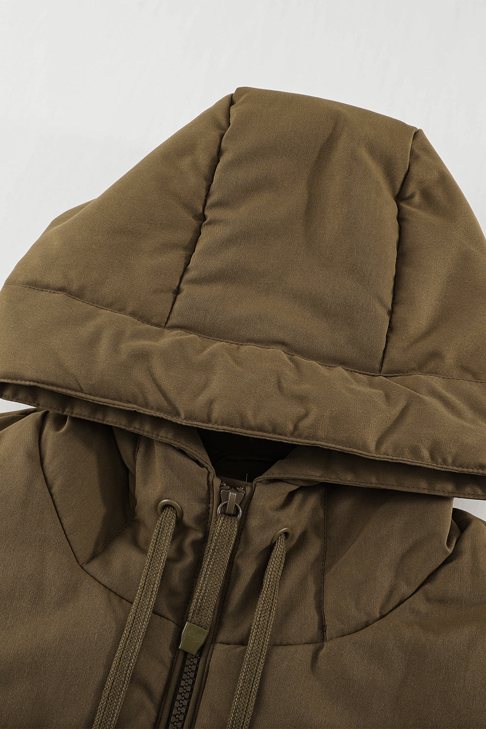 LC856045-17-S, LC856045-17-M, LC856045-17-L, LC856045-17-XL, LC856045-17-2XL, Brown Winter Coats for Women Outdoor Zipper Hooded Coat Outwear with Pockets