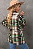 LC255462-9-S, LC255462-9-M, LC255462-9-L, LC255462-9-XL, LC255462-9-2XL, Green Geometric Plaid Print Pocketed Shirt