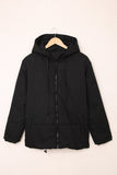 LC856045-2-S, LC856045-2-M, LC856045-2-L, LC856045-2-XL, LC856045-2-2XL, Black Winter Coats for Women Outdoor Zipper Hooded Coat Outwear with Pockets