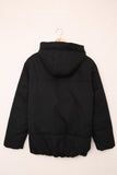 LC856045-2-S, LC856045-2-M, LC856045-2-L, LC856045-2-XL, LC856045-2-2XL, Black Winter Coats for Women Outdoor Zipper Hooded Coat Outwear with Pockets