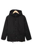 LC856045-2-S, LC856045-2-M, LC856045-2-L, LC856045-2-XL, LC856045-2-2XL, Black Winter Coats for Women Outdoor Zipper Hooded Coat Outwear with Pockets