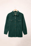 LC8511374-9-S, LC8511374-9-M, LC8511374-9-L, LC8511374-9-XL, LC8511374-9-2XL, LC8511374-9-3XL, Green Womens Corduroy Long Sleeve Shirts Button-up Shacket Coat