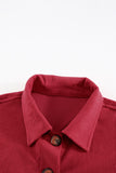 LC8511374-3-S, LC8511374-3-M, LC8511374-3-L, LC8511374-3-XL, LC8511374-3-2XL, LC8511374-3-3XL, Red Womens Corduroy Long Sleeve Shirts Button-up Shacket Coat