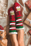 LC09467-3, Red Christmas Fuzzy Socks Cozy Socks For Xmas Winter Women's Socks