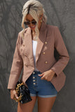 LC852062-17-S, LC852062-17-M, LC852062-17-L, LC852062-17-XL, LC852062-17-2XL, Brown Double Breasted Casual Blazer Draped Open Front Cardigans Jacket Work Suit