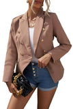 LC852062-17-S, LC852062-17-M, LC852062-17-L, LC852062-17-XL, LC852062-17-2XL, Brown Double Breasted Casual Blazer Draped Open Front Cardigans Jacket Work Suit