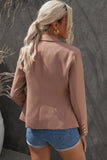 LC852062-17-S, LC852062-17-M, LC852062-17-L, LC852062-17-XL, LC852062-17-2XL, Brown Double Breasted Casual Blazer Draped Open Front Cardigans Jacket Work Suit