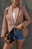 LC852062-17-S, LC852062-17-M, LC852062-17-L, LC852062-17-XL, LC852062-17-2XL, Brown Double Breasted Casual Blazer Draped Open Front Cardigans Jacket Work Suit