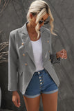 LC852062-11-S, LC852062-11-M, LC852062-11-L, LC852062-11-XL, LC852062-11-2XL, Gray Double Breasted Casual Blazer Draped Open Front Cardigans Jacket Work Suit