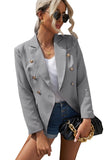 LC852062-11-S, LC852062-11-M, LC852062-11-L, LC852062-11-XL, LC852062-11-2XL, Gray Double Breasted Casual Blazer Draped Open Front Cardigans Jacket Work Suit