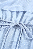 Sky Blue Ruffle White Off the Shoulder Dress Swiss Dot Maxi Dress LC614462-4
