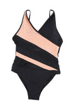 Pink Colorblock Mesh Backless One Piece Bathing Suit LC442720-10