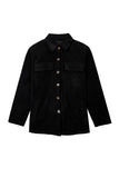 LC8511383-2-S, LC8511383-2-M, LC8511383-2-L, LC8511383-2-XL, LC8511383-2-2XL, Black Womens Boyfriend Shirt Ribbed Shacket Loose Fit Long Sleeve Tops
