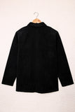 LC8511383-2-S, LC8511383-2-M, LC8511383-2-L, LC8511383-2-XL, LC8511383-2-2XL, Black Womens Boyfriend Shirt Ribbed Shacket Loose Fit Long Sleeve Tops
