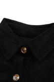 LC8511383-2-S, LC8511383-2-M, LC8511383-2-L, LC8511383-2-XL, LC8511383-2-2XL, Black Womens Boyfriend Shirt Ribbed Shacket Loose Fit Long Sleeve Tops