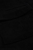 LC8511383-2-S, LC8511383-2-M, LC8511383-2-L, LC8511383-2-XL, LC8511383-2-2XL, Black Womens Boyfriend Shirt Ribbed Shacket Loose Fit Long Sleeve Tops