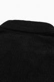 LC8511383-2-S, LC8511383-2-M, LC8511383-2-L, LC8511383-2-XL, LC8511383-2-2XL, Black Womens Boyfriend Shirt Ribbed Shacket Loose Fit Long Sleeve Tops