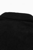 LC8511383-2-S, LC8511383-2-M, LC8511383-2-L, LC8511383-2-XL, LC8511383-2-2XL, Black Womens Boyfriend Shirt Ribbed Shacket Loose Fit Long Sleeve Tops