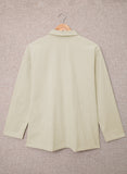 LC8511383-18-S, LC8511383-18-M, LC8511383-18-L, LC8511383-18-XL, LC8511383-18-2XL, Apricot Womens Boyfriend Shirt Ribbed Shacket Loose Fit Long Sleeve Tops
