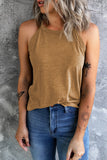 LC2564998-17-S, LC2564998-17-M, LC2564998-17-L, LC2564998-17-XL, LC2564998-17-2XL, Brown Womens Summer Halter High Neck Tank Top Sexy Sleeveless Shirts