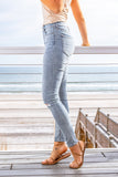 Sky Blue Ripped Stretch Jeans Faded Skinny Jeans with Pockets for Women LC784051-4