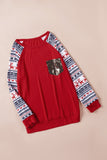 LC25110894-3-S, LC25110894-3-M, LC25110894-3-L, LC25110894-3-XL, LC25110894-3-2XL, Red Christmas T-Shirt Pullover Long Sleeve Sequin Pocket RaglanTop