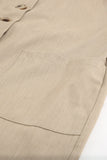 LC643609-16-S, LC643609-16-M, LC643609-16-L, LC643609-16-XL, LC643609-16-2XL, Khaki Women's Casual Long Pants Romper V Neck Pocketed Jumpsuit