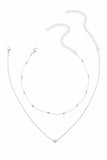 LC013505-13, Silver Valentine Heart Shaped Double Layered Chain Necklace Accessories Gift for Her