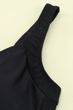 LC442787-2-S, LC442787-2-M, LC442787-2-L, LC442787-2-XL, LC442787-2-2XL, Black Women's One Piece Swimsuit Striped Pattern Print Sleeveless Bathing Suit