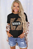 Black Women Leopard Graphic T Shirt Casual Tee Tops LC25213930-2