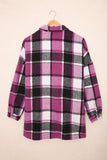 LC8511482-6-S, LC8511482-6-M, LC8511482-6-L, LC8511482-6-XL, LC8511482-6-2XL, Rose Women's Flannel Plaid Jacket Long Sleeve Buttoned Shirts Coats Shacket