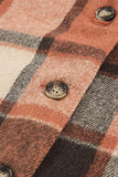 LC8511482-14-S, LC8511482-14-M, LC8511482-14-L, LC8511482-14-XL, LC8511482-14-2XL, Orange Women's Flannel Plaid Jacket Long Sleeve Buttoned Shirts Coats Shacket