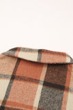 LC8511482-14-S, LC8511482-14-M, LC8511482-14-L, LC8511482-14-XL, LC8511482-14-2XL, Orange Women's Flannel Plaid Jacket Long Sleeve Buttoned Shirts Coats Shacket