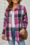 LC8511482-6-S, LC8511482-6-M, LC8511482-6-L, LC8511482-6-XL, LC8511482-6-2XL, Rose Women's Flannel Plaid Jacket Long Sleeve Buttoned Shirts Coats Shacket