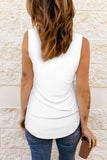White Summer Casual V Neck Button Ladies Tank Top LC253080-1