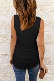 Black Summer Casual V Neck Button Ladies Tank Top LC253080-2