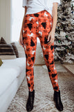 Red Christmas Leggings Reindeer Plaid Print Yoga Pants for Women