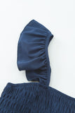 Blue Ruffle Sleeve Smocked Bodice Wide Leg Jumpsuit for Women LC643773-5