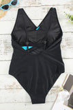 Blue Colorblock Mesh Backless One Piece Bathing Suit LC442720-5