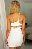 White White Bodycon Dress One Shoulder Hollow Out Ruched Mini Dress LC2211986-1