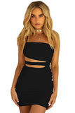 Black White Bodycon Dress One Shoulder Hollow Out Ruched Mini Dress LC2211986-2