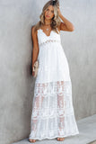 White White Maxi Dress Lace Crisscross Backless Cocktail Party Maxi Long Dress LC619278-1