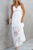 White White Maxi Dress Lace Crisscross Backless Cocktail Party Maxi Long Dress LC619278-1