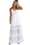 White White Maxi Dress Lace Crisscross Backless Cocktail Party Maxi Long Dress LC619278-1