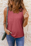 Red Casual V Neck Racerback Tank Top with Pocket LC256544-3